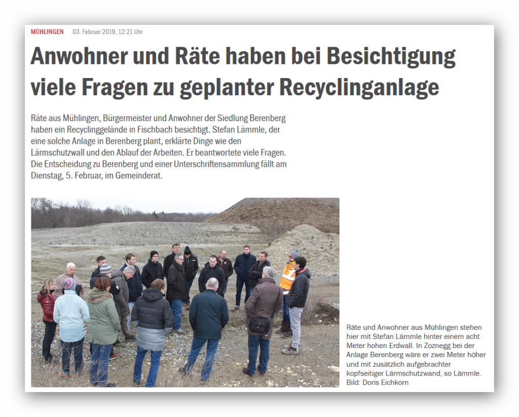 mühlingen berenberg bauschuttrecycling brecheranlage fischbach