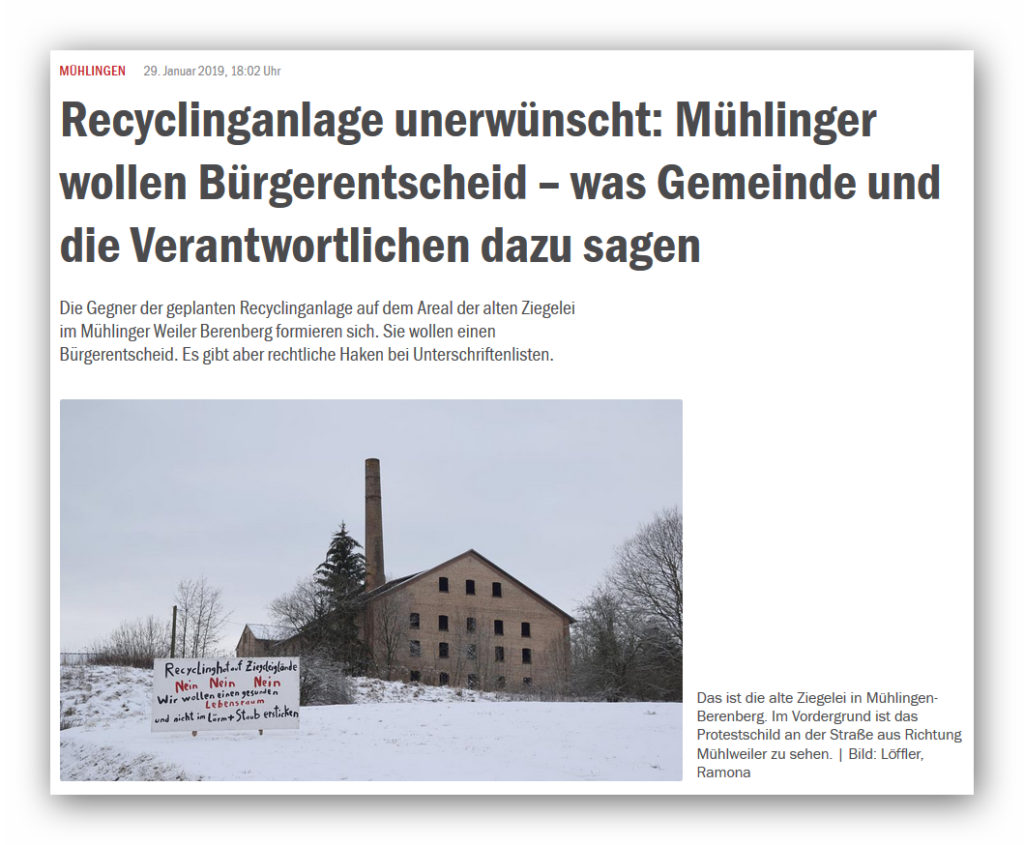 mühlingen berenberg bauschuttrecycling bürgerinitiative widerstand